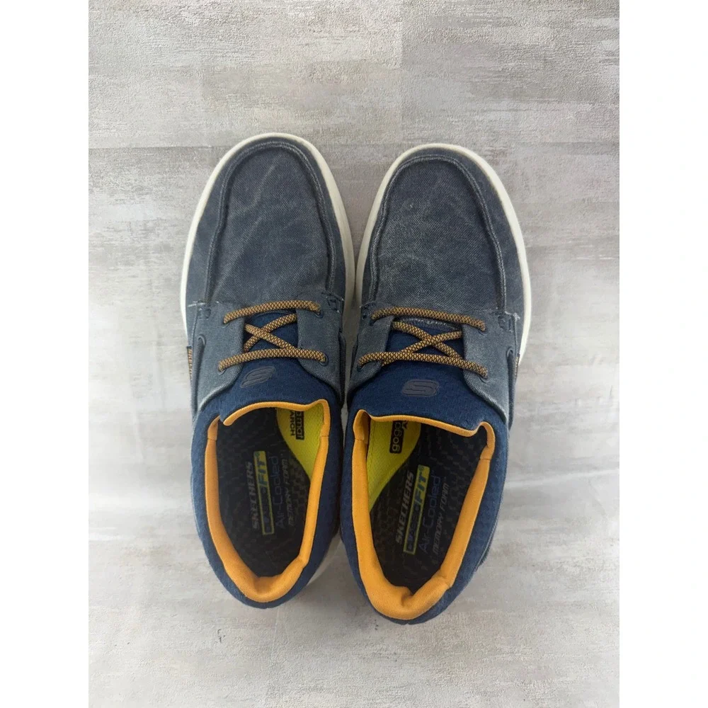 Skechers Relaxed Fit Navy Boat Shoes Men Sz 8.5 Air-Cooled Memory Foam 65896